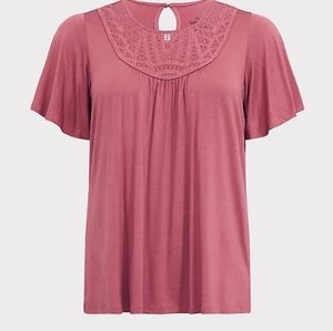 Torrid Super Soft Rose Lace Yoke Tee 4x